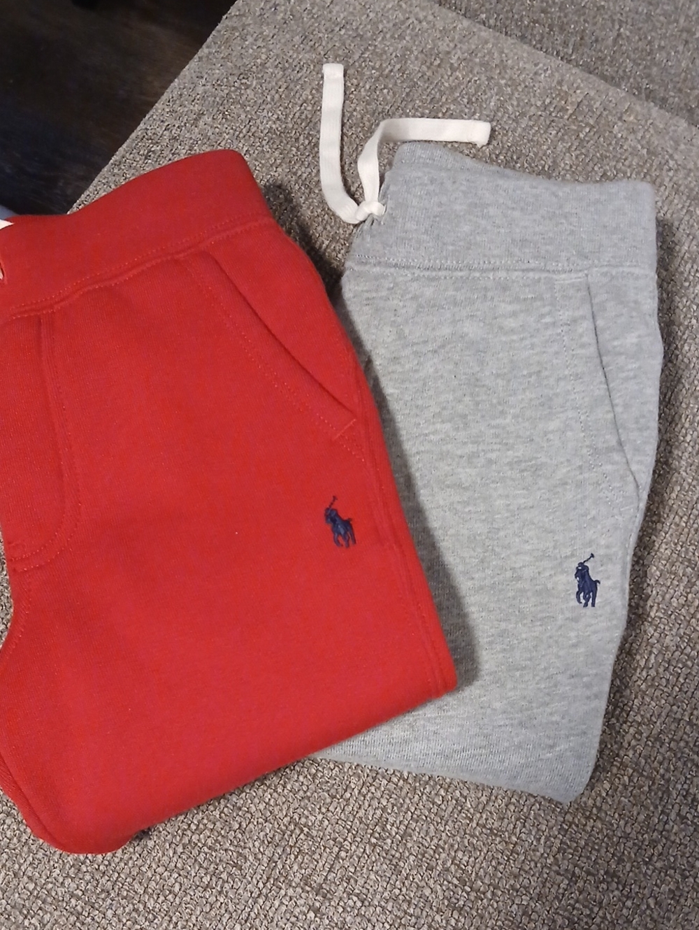 Polo by Ralph Lauren Kids Red & Gray Jogger Sweatpants with Navy Pony